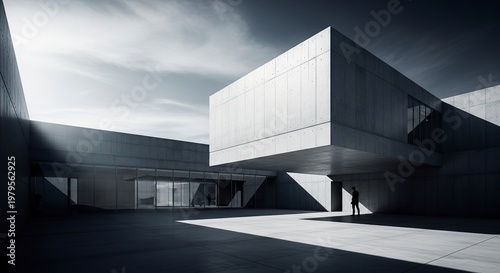 Modern Architectural Marvel - Geometric Forms and Shadows.