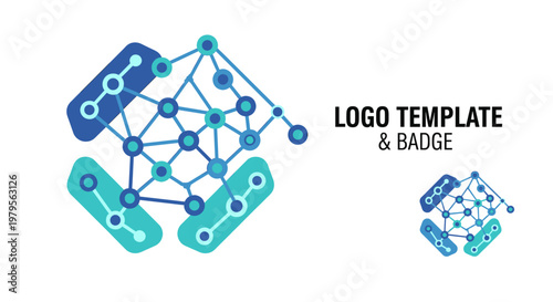 Modern graphic design element with a teal shape and blue locator icon. Ideal for digital interfaces, apps, and marketing materials conveying focus and