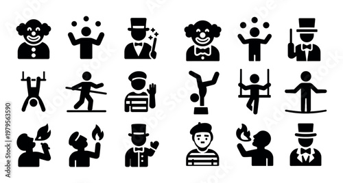 Entertainers juggling and performing on circus stage