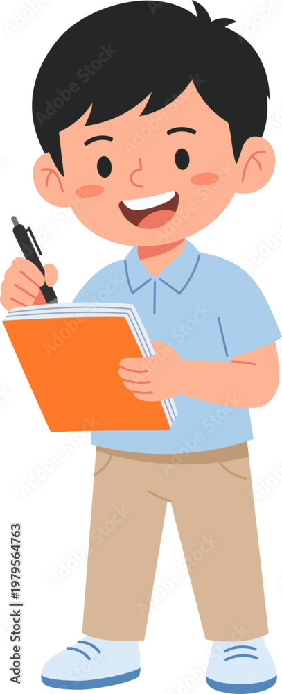 Fototapeta premium Intern Character Illustration with Notebook and Pen