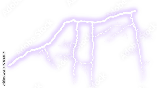 Billede på lærred Purple lightning bolt strike, electric atmospheric discharge, glowing violet thu