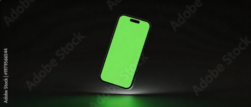 Bold green phone on black background