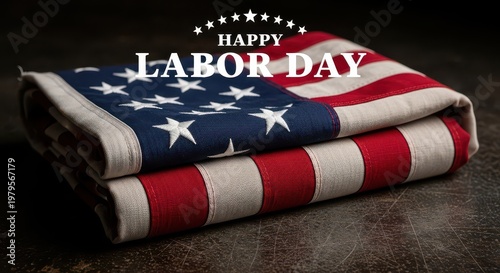 Wallpaper Mural Folded american flag and happy labor day text on textured background. Torontodigital.ca