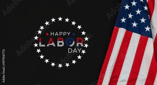 Wallpaper Mural Happy labor day message with american flag on black background creative graphic design. Torontodigital.ca
