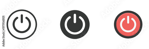 Power button icon set, ON and OFF icon, energy symbol concept, line and flat vector style, simple glyph interface icons