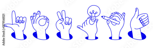Vector hand drawn gesture, doodle sketchy illustration, sign, hand showing approve, pointing gesture