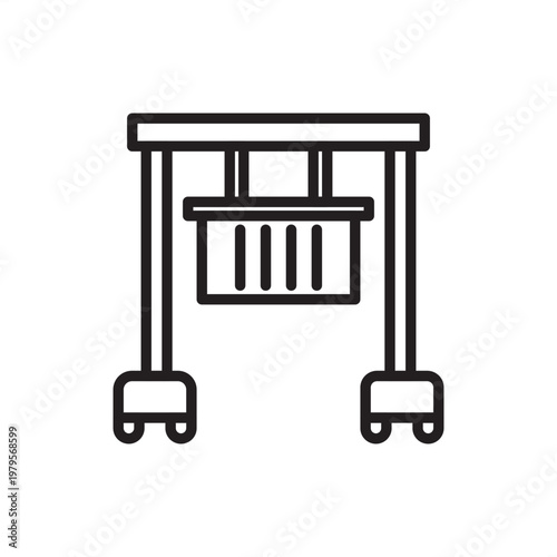 Straddle carrier icon symbolizing port logistics, representing container hardware, terminal handling tools, portal frame gear, intermodal lifting systems, and industrial maritime freight logistics.