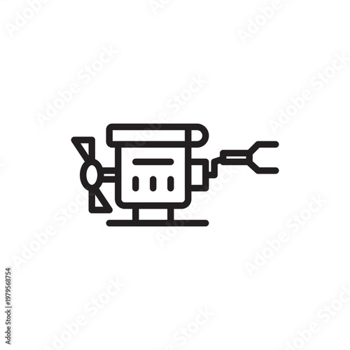 Remotely operated vehicle icon symbolizing subsea robotics, representing ROV hardware, manipulator tools, underwater gear, tethered control systems, and industrial maritime exploration logistics.