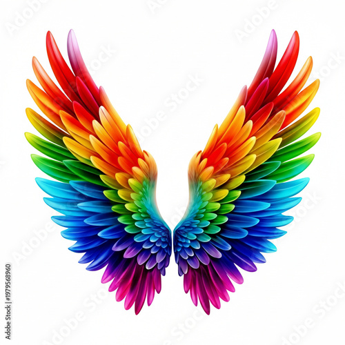 Vibrant Rainbow Gradient Angel Wings