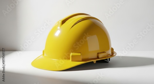 Wallpaper Mural Yellow hard hat construction safety helmet on white surface with soft shadow lighting. Torontodigital.ca