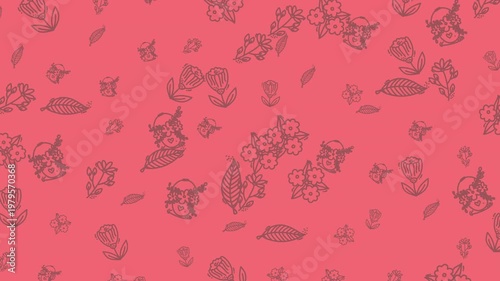 Beautiful seamless animation of hand-drawn floral and botanical doodles on a soft pink background. Ideal for feminine branding, spring-themed content, and artistic background videos.