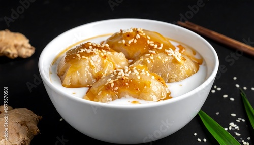 Delicious Asian Dessert with Sesame Seeds and Ginger.