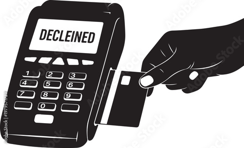 Declined credit card payment terminal
