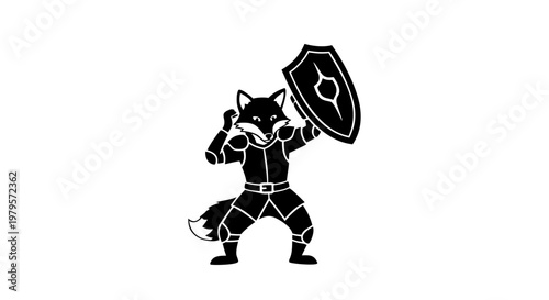 A 3d vector illustration of a black and white cat standing beside a robotic horse silhouette in a futuristic metal machine design