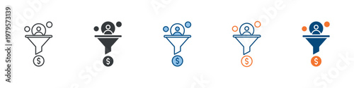 Sales Funnel Icon Set Multiple Style Collection