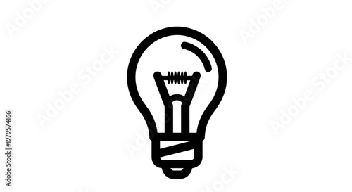 Black and white light bulb icon.