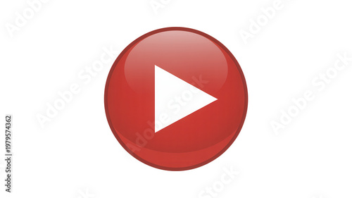 Red play button icon isolated on transparent background