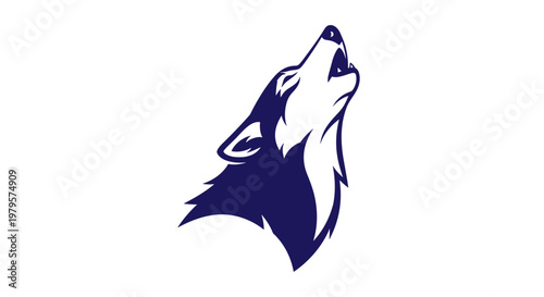 Wolf howling animal face head.