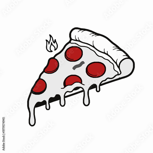 Delicious Pepperoni Pizza Slice Cartoon Vector Illustration
