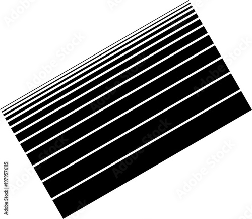 Hand-drawn minimalist diagonal parallel black stripes of varying thickness arranged on a clean white background illustration