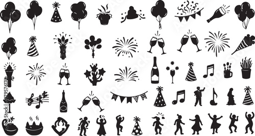 Party Celebration Icons and Silhouettes for Events and Holidays