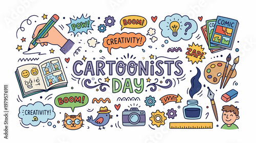 Cartoonists Day Doodle: Creativity, Drawing, Comics & Art Supplies