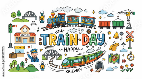 Happy Train Day Doodle - Railway Fun