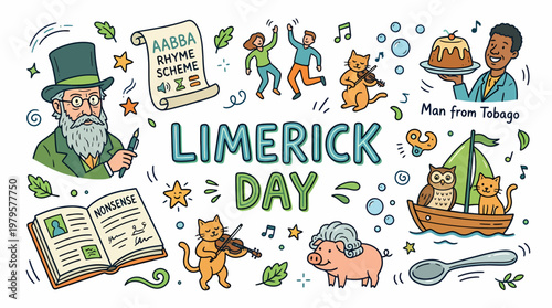 Limerick Day Celebration Fun Cartoon Elements