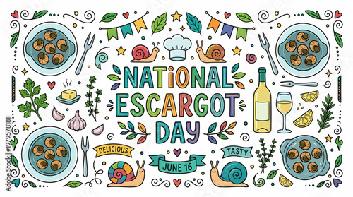 National Escargot Day Celebration - Food Illustration