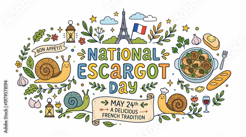 National Escargot Day May 24 French Food Illustration