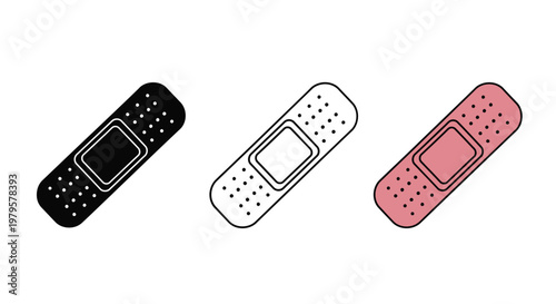 Three adhesive bandages in varying styles a striking silhouette