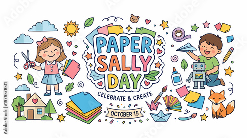 Paper Crafting Fun: Kids Celebrate Paper Sally Day October 15