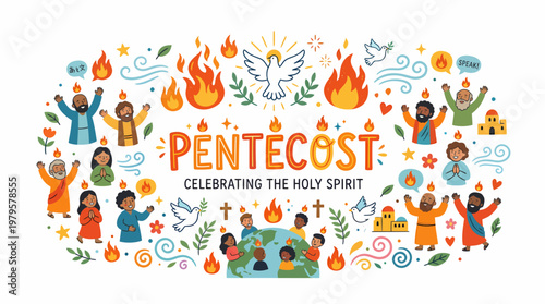 Pentecost Celebrating Holy Spirit Fire Dove Globe