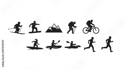 Diverse Outdoor Sports Silhouettes During Daytime For Graphic Design