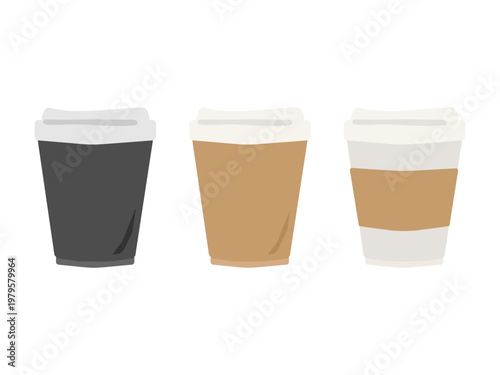 3種類の紙カップコーヒー　イラストセット