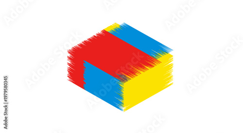 Colorful 3D Cube Object Closeup.