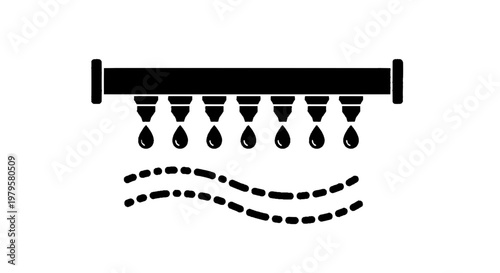Vector illustration of drip irrigation system icon, vector illustration of a watering pipe on a transparent background