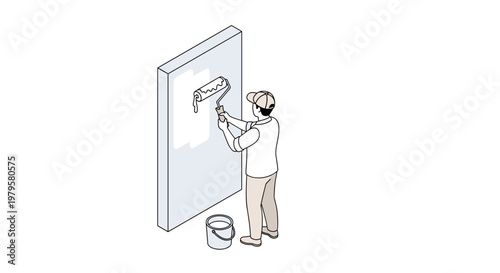 Man painting a large wall surface.