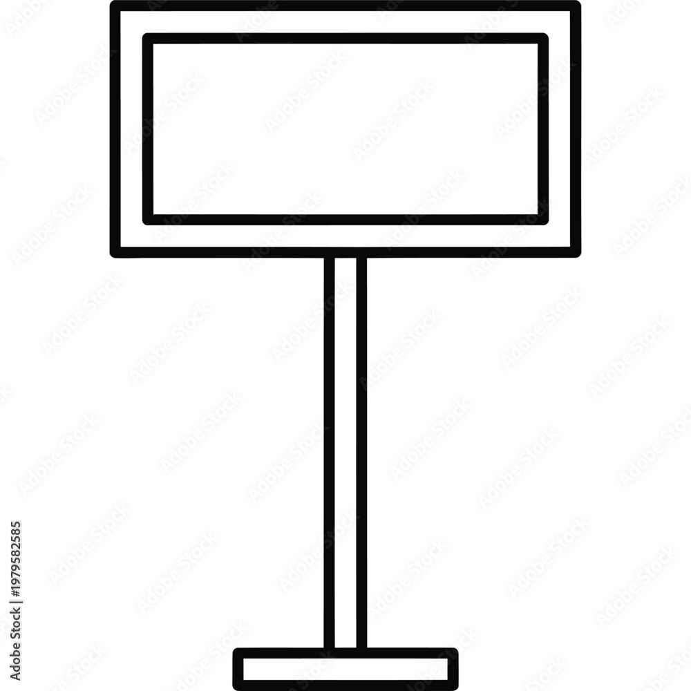Obraz premium Minimalist Table Lamp Icon - Simple Clean Line Design with Rectangular Shade and Slender Stand for Modern Projects