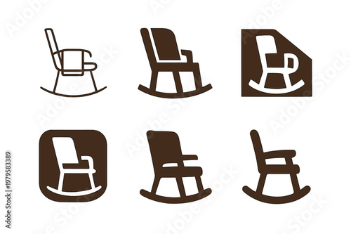 Retirement Logo Harmony. Life in retirement or senior years. Set Logo of Life in retirement or senior years: rocking chair with blanket. harmonious logo
