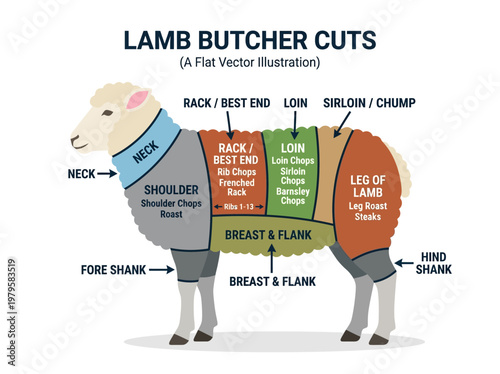 Diagram Illustrating Lamb Butcher Cuts A Comprehensive Guide to Sheep Meat Anatomy