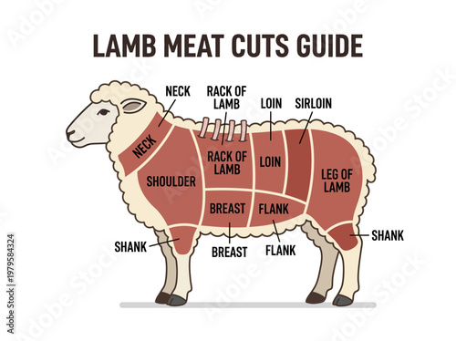 Informative Lamb Meat Cuts Guide A Visual Diagram of Various Sheep Meat Sections for Culinary Purposes