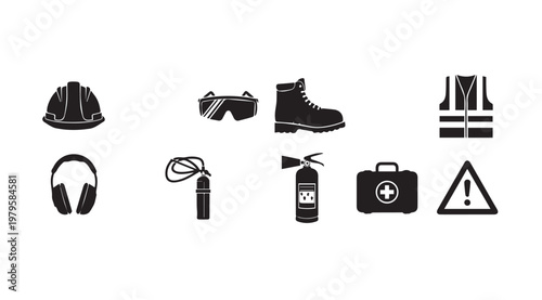 Safety Gear Icons for Construction and Industrial Environments