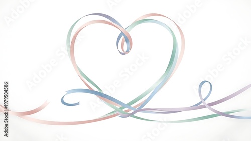 Elegant intertwined heart design with flowing ribbons and pastel colors