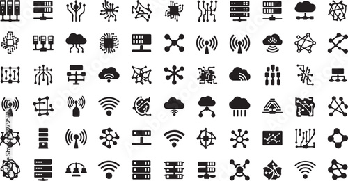 Collection of various technology and internet icons and symbols