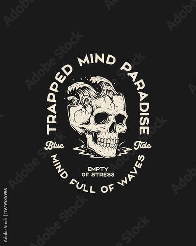 Trapped Mind Paradise Skull Waves Empty Stress.