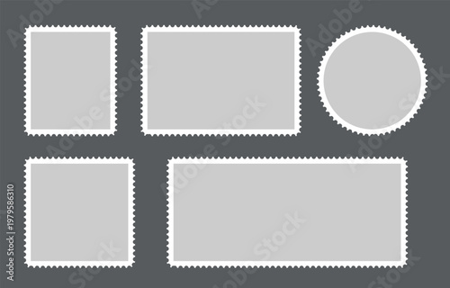 Blank postcard and letter templates with vintage postage stamp frames and border vector  collection 