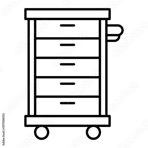 medical crash cart line icon with editable stroke