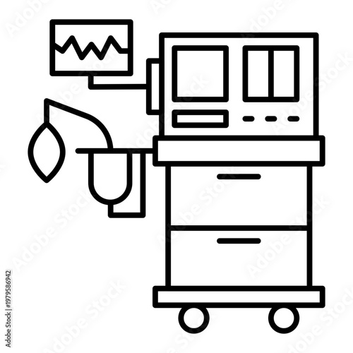 anesthesia machine line icon with editable stroke