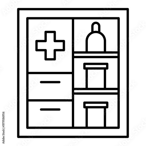 medicine dispenser cabinet line icon with editable stroke